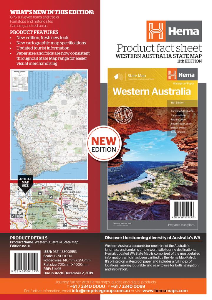 Load image into Gallery viewer, Hema Western Australia State Map back
