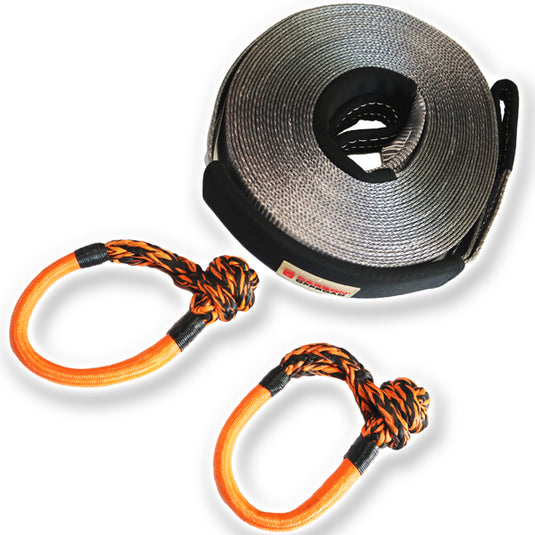 Carbon Offroad 20m Winch Extension Strap and 2 x Soft Shackle Combo Deal