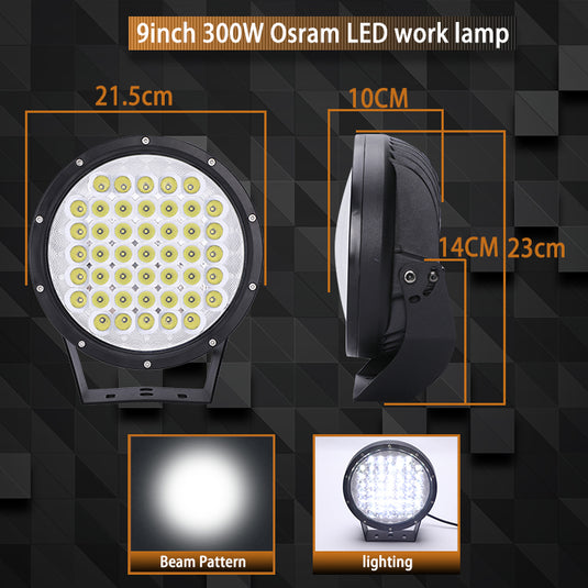 9" Offroad Driving Light Kit 300W Spot Beam (Pair)