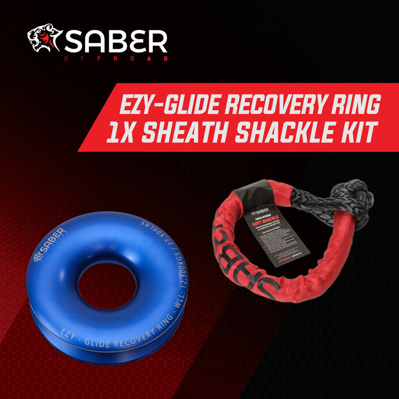 Load image into Gallery viewer, Saber Offroad Ezy-Glide Recovery Ring New + 18K Sheath Soft Shackle Kit
