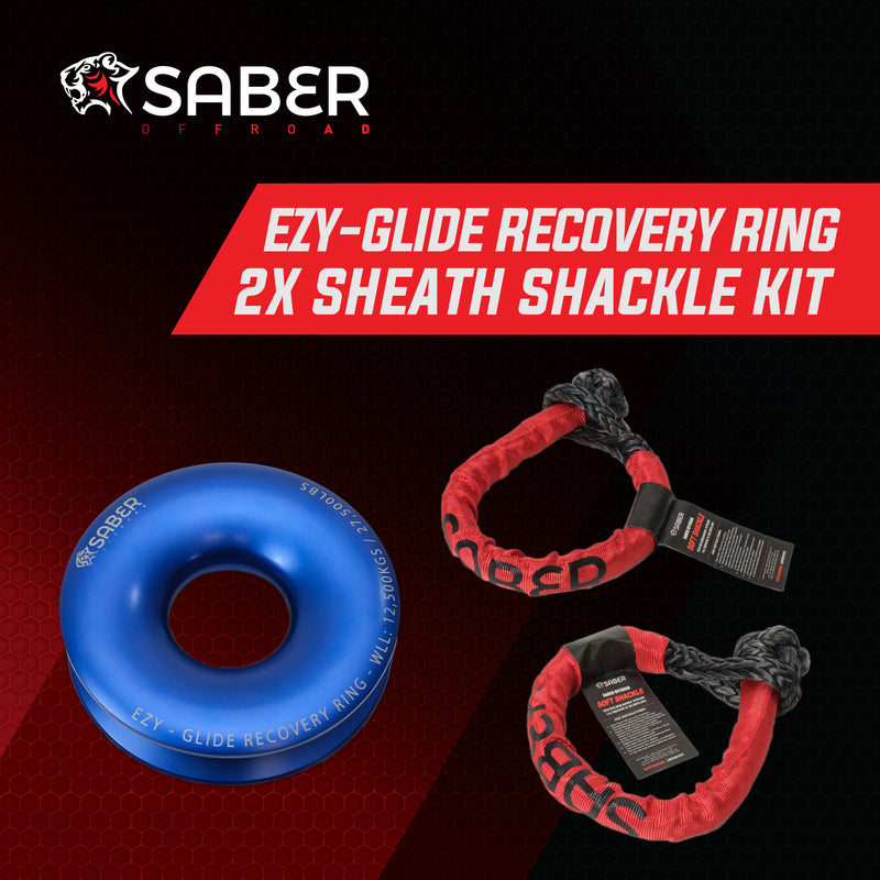 Load image into Gallery viewer, Saber Offroad Ezy-Glide Recovery Ring New + Twin 18K Sheath Soft Shackles Kit
