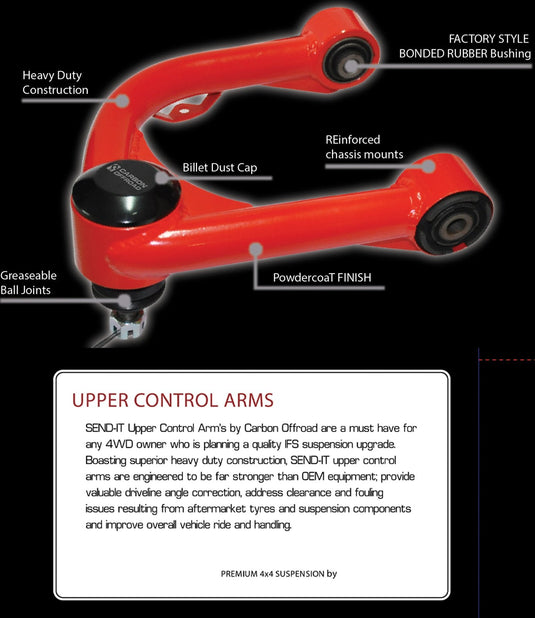 Carbon OffRoad Nissan Navara NP300 2015-On Send-It Upper Control Arm Kit