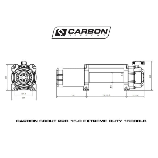 Carbon Scout Pro 15.0 Extreme Duty 15000lb Electric Winch