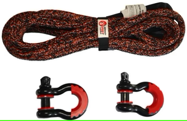 Load image into Gallery viewer, Carbon Offroad 4m 14000kg Bridle Recovery Rope and 2 x Bow Shackle Combo
