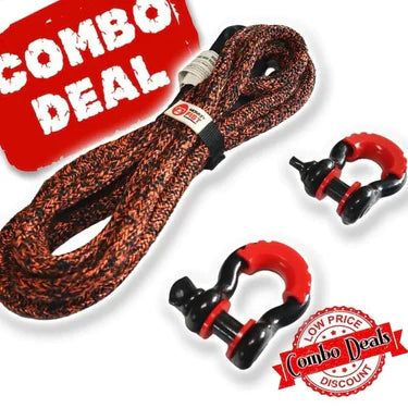 Carbon Offroad 4m 14000kg Bridle Recovery Rope and 2 x Bow Shackle Combo