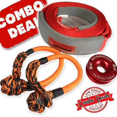Carbon Offroad 5m 12T Tree Trunk Protector, 2 x Soft Shackles, Recovery Ring Combo